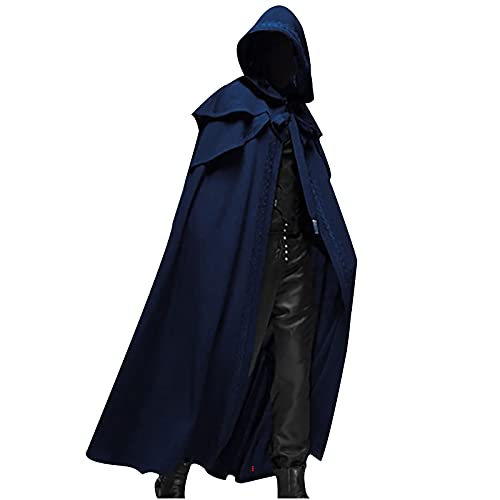 Fasching Kostüm Damen Lange Umhang mit Kapuze Vintage Einfarbig Poncho Robe Halloween Kostüm Leichte Trenchcoat Winddichte Jacke Cape Mantel Open Front Mittelalter Kleidung Herbst Winter Outwear von TRIGLICOLEUM