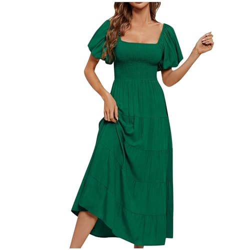 Geschenke für Frauen Boho Sommerkleid Damen Sexy Schulterfrei Strandkleid Hohe Taille Maxikleid Locker Bandeau Kleid Hawaii Partykleid mit Blumendruck Lange A-Linien Kleider Urlaub Freizeitkleid von TRIGLICOLEUM