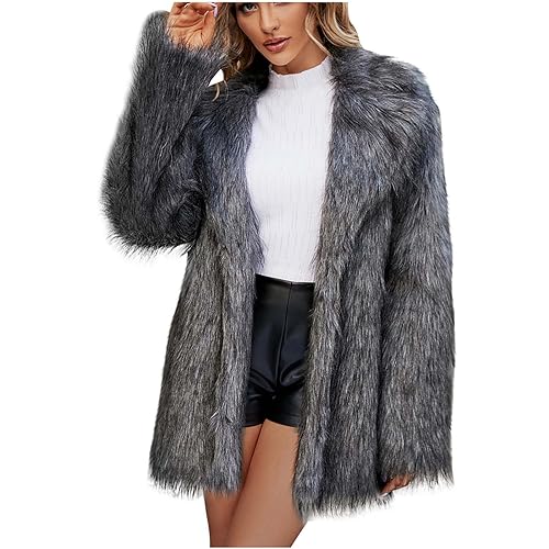 Große Größen Pelzmantel Damen Modische Einfarbig Kunstpelze Jacke Kunstfell Mantel Fellmantel Dicke Warme Winterjacke Winter Pelzjacke Langarm Wintermantel Felljacke Plüschjacke Übergangsjacke von TRIGLICOLEUM