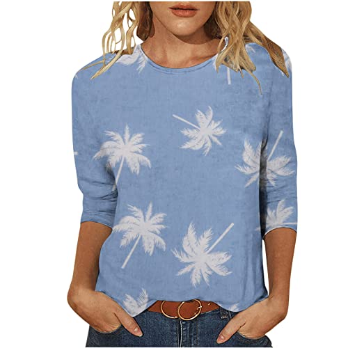 Gutschein 3/4 Arm Tshirt Damen Shirt Mode Leopard Druck Oberteile Bluse Sommer Basic T-Shirts Tunika Tops Rundhals Pullover T-Shirt Slim Fit Damenblusen T Shirts Longbluse Blusen & von TRIGLICOLEUM