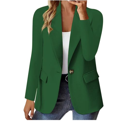 Jacke Damen Frühling Blazer Damen Langarm Business Anzug Elegant Einfarbig Anzugjacke Sportlich Kurzblazer Schalkragen Jackett Open Front Strickjacke Arbeitsjacke Büro Sakko Tailliert Blazerjacke von TRIGLICOLEUM