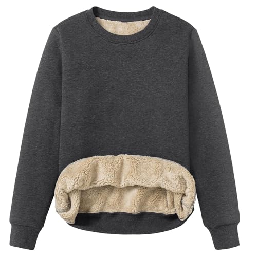 Kapuzenpullover Damen Hoodie Sweatshirt Sherpa Futter Fleecepullover Casual Winter Herbst Warm Gefüttert Pullover Einfarbig Hoody Oberteile Locker Kapuzenpulli Teddy Fleece Sweatjacke mit Kapuze Pulli von TRIGLICOLEUM