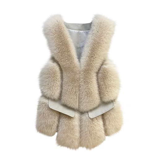 Kunstfell Weste Damen Mode Einfarbig Kunstpelze Jacke Faux Lederweste mit Pelz Warme Pelzmantel Ärmellose Fellweste Große Größen Pelzweste Winter Steppweste Winterjacke Pelzjacke Felljacke Mantel von TRIGLICOLEUM