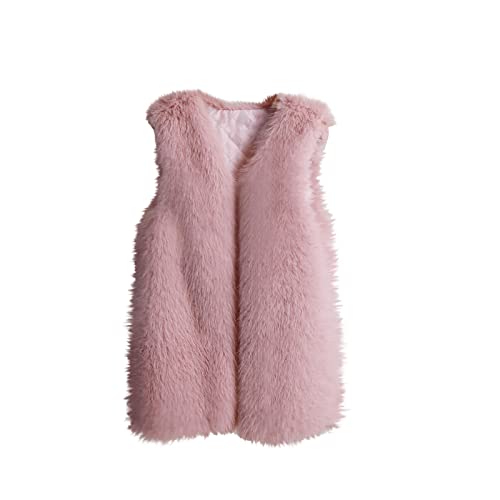 Kunstpelze Weste Damen Süße Einfarbig Steppweste Ärmellose V-Ausschnitt Fellweste Winter Warme Pelzmantel Teenager Mädchen Pelzweste Kunstfell Jacke Faux Fur Mantel Winterjacke Pelzjacke Große Größen von TRIGLICOLEUM