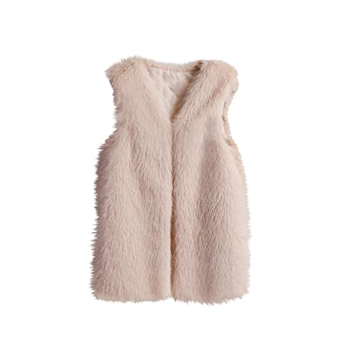 Kunstpelze Weste Damen Süße Einfarbig Steppweste Ärmellose V-Ausschnitt Fellweste Winter Warme Pelzmantel Teenager Mädchen Pelzweste Kunstfell Jacke Faux Fur Mantel Winterjacke Pelzjacke Große Größen von TRIGLICOLEUM