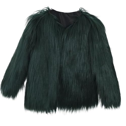 Kurz Pelzmantel Damen Warme Flauschig Winterjacke Langarm V-Ausschnitt Pelzjacke Mädchen Kunstpelze Mantel Einfarbig Kunstfell Jacke Winter Felljacke Übergangsjacke Wintermantel Fellmantel 4XL von TRIGLICOLEUM