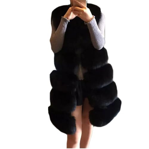 Lang Steppweste Damen Kunstpelze Weste Elegant Einfarbig Pelzweste Ärmellose Fellweste Dicke Warme Pelzmantel Winter Kunstfell Jacke Mantel Felljacke Winterjacke Pelzjacke Wintermantel Fellmantel 3XL von TRIGLICOLEUM