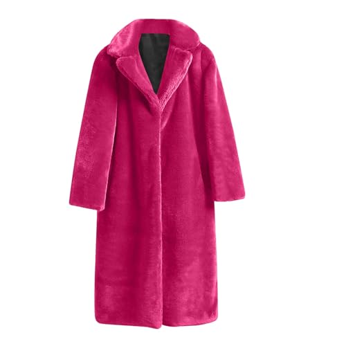 Lange Kunstpelze Mantel Damen Einfarbig Faux Pelzmantel Große Größen Winterjacke Umlegekragen Pelzjacke Winter Warme Felljacke Kuschelig Kunstfell Jacke Langarm Übergangsjacke Wintermantel 5XL von TRIGLICOLEUM