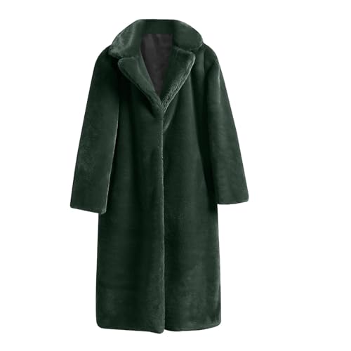 Lange Kunstpelze Mantel Damen Einfarbig Faux Pelzmantel Große Größen Winterjacke Umlegekragen Pelzjacke Winter Warme Felljacke Kuschelig Kunstfell Jacke Langarm Übergangsjacke Wintermantel 5XL von TRIGLICOLEUM