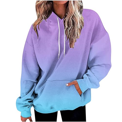 Meine bestellungen anzeigen Hoodie Damen Oversize Kapuzenpullover Farbverlauf Pullover Sweatshirt mit Kapuze Langarm Winter Mode Oberteile Casual Sportshirt Kordelzug Langarmshirt Streetwear Shirt von TRIGLICOLEUM