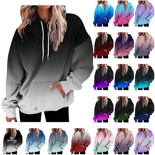 Meine bestellungen anzeigen Hoodie Damen Oversize Kapuzenpullover Farbverlauf Pullover Sweatshirt mit Kapuze Langarm Winter Mode Oberteile Casual Sportshirt Kordelzug Langarmshirt Streetwear Shirt von TRIGLICOLEUM