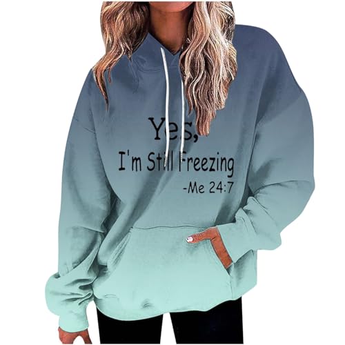 Meine bestellungen anzeigen Hoodie Damen Oversize Kapuzenpullover Farbverlauf Pullover Sweatshirt mit Kapuze Langarm Winter Mode Oberteile Casual Sportshirt Kordelzug Langarmshirt Streetwear Shirt von TRIGLICOLEUM