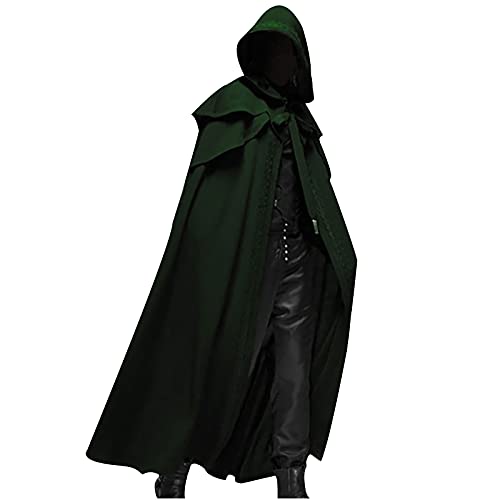 Mittelalter Kostüm Damen Lange Umhang mit Kapuze Vintage Einfarbig Poncho Robe Halloween Kostüm Leichte Trenchcoat Winddichte Jacke Cape Mantel Open Front Mittelalter Kleidung Herbst Winter Outwear von TRIGLICOLEUM