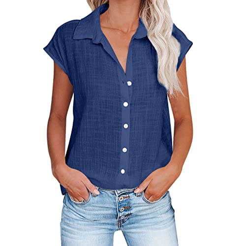 Musselin Bluse Damen Bluse Vintage Leinenbluse Hemd mit Knöpfen Sommer Basic Shirt Leinenhemd Kurzarm/Langarm Tshirt Casual Oberteile Lose Damenblusen Longbluse Blusenshirt Blusen & Tuniken für Damen von TRIGLICOLEUM