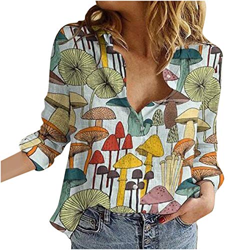 Musselin Bluse Damen Bluse Vintage Leinenbluse Hemd mit Knöpfen Sommer Basic Shirt Leinenhemd Kurzarm/Langarm Tshirt Casual Oberteile Lose Damenblusen Longbluse Blusenshirt Blusen & Tuniken für Damen von TRIGLICOLEUM