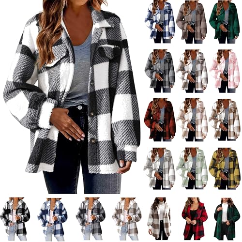 Plüschjacke Damen Karierte Hemdjacke Knöpfen Wintermantel Große Größen Fleecejacke Warme Teddyjacke Kuscheljacke Shacket Teddyfleece Jacke Winter Karohemd Winterjacke Langarm Übergangsjacke Mantel Plüschjacke Damen Karierte Hemdjacke Knöpfen Wintermantel Große Größen Fleecejacke Warme Teddyjacke Kuscheljacke Shacket Teddyfleece Jacke Winter Karohemd Winterjacke Langarm Übergangsjacke Mantel von TRIGLICOLEUM