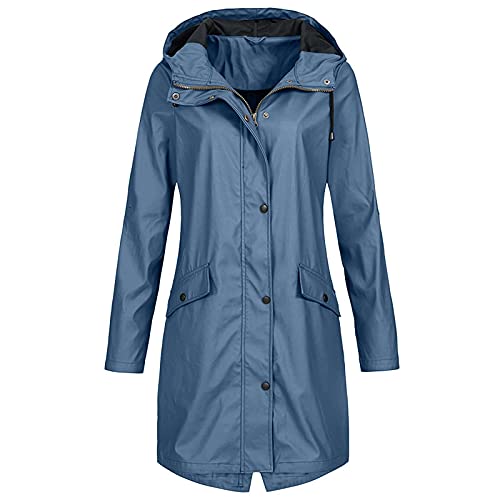 Regenjacke Damen Wasserdicht Atmungsaktiv Outdoorjacke Leicht Gestreifte Jacke mit Kapuze Winddicht Softshelljacke Herbst Winter Langes Übergangsjacke Regenmäntel zum Wandern Reisen Treking Fahrrad von TRIGLICOLEUM