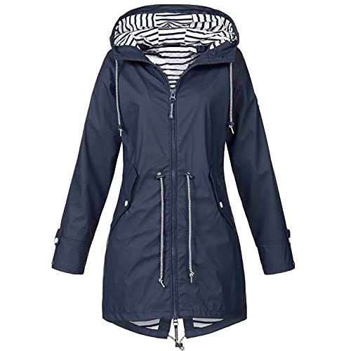 Regenjacke Damen Wasserdicht Atmungsaktiv Outdoorjacke Leicht Gestreifte Jacke mit Kapuze Winddicht Softshelljacke Herbst Winter Langes Übergangsjacke Regenmäntel zum Wandern Reisen Treking Fahrrad Regenjacke Damen Wasserdicht Atmungsaktiv Outdoorjacke Leicht Gestreifte Jacke mit Kapuze Winddicht Softshelljacke Herbst Winter Langes Übergangsjacke Regenmäntel zum Wandern Reisen Treking Fahrrad von TRIGLICOLEUM