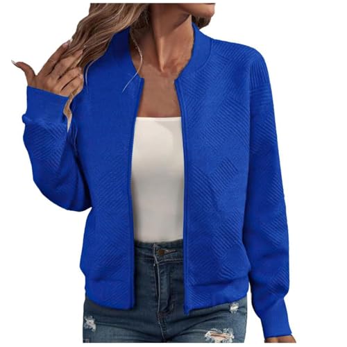 Sommerjacke Damen Bomberjacke Zipper Sweatjacke Übergangsjacke Blouson Leichte Kurz Pilotenjacke Einfarbig Jacke Dünne Langarm College Jacket Mädchen Fliegerjacke Sommer Damenjacke Wanderjacke von TRIGLICOLEUM
