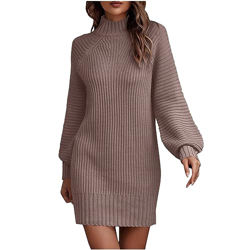 Strickkleid Damen Herbst Winter Pulloverkleid Warme Winterkleid Elegant Einfarbig Minikleid Langarm Rollkragen Kleider Hohe Elastizität Strickkleider Partykleid Sweatkleid black friday angebote 2023 von TRIGLICOLEUM