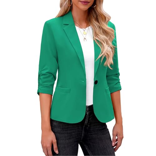 Blazer Damen Business Anzug Open Front Jacke Elegant Einfarbig Anzugjacke Sportlich Kurzblazer Reverskragen Jackett Langarm Strickjacke Arbeitsjacke Büro Sakko Tailliert Blazerjacke von TRIGLICOLEUM
