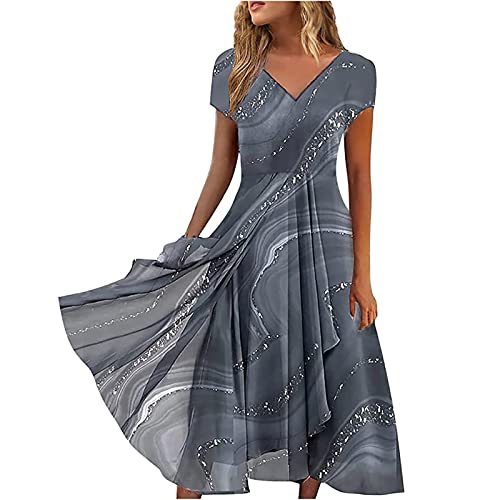 TRIGLICOLEUM Brautjungfernkleider Festliche Kleider für Damen Abendkleider Elegant für Hochzeit Spitzenkleid Chiffon Abschlusskleid Cocktailkleid Ballkleid V-Ausschnitt Partykleid Midi Große Größen von TRIGLICOLEUM