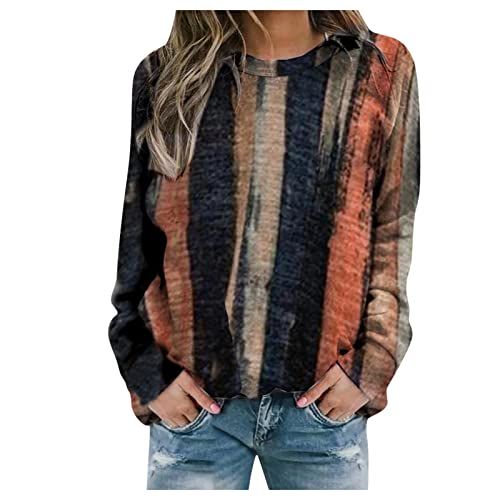 TRIGLICOLEUM Sweatshirt Damen Vintage Pullover im Ethno Stil Bluse Tunika mit Klassischem Geometry Print Bequemes Langarmshirt Oberteile Herbst Winter O Ausschnitt Sportbekleidung Basic Shirt Tops von TRIGLICOLEUM