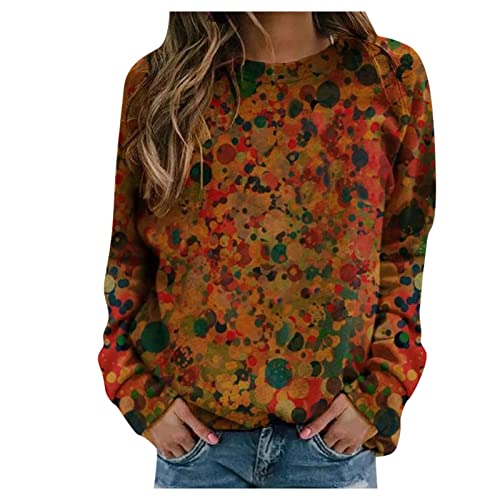 TRIGLICOLEUM Sweatshirt Damen Vintage Pullover im Ethno Stil Bluse Tunika mit Klassischem Geometry Print Bequemes Langarmshirt Oberteile Herbst Winter O Ausschnitt Sportbekleidung Basic Shirt Tops von TRIGLICOLEUM