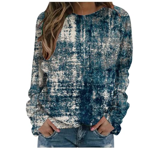 TRIGLICOLEUM Sweatshirt Damen Vintage Pullover im Ethno Stil Bluse Tunika mit Klassischem Geometry Print Bequemes Langarmshirt Oberteile Herbst Winter O Ausschnitt Sportbekleidung Basic Shirt Tops von TRIGLICOLEUM