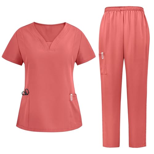 TRIGLICOLEUM Unisex Schlupf-Kasack Scrubs Set Schlupfkasack + Schlupfhose Set Medizinische Berufsbekleidung Krankenhaus Schlupfhemd Arzt Uniform Arbeitskleidung Krankenschwester Kleidung von TRIGLICOLEUM