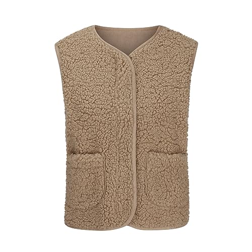 TRIGLICOLEUM die discounter Teddy Weste Damen Ärmellos Teddyfleece Jacke Fleece Winterweste Winter Warme Fleeceweste Kurz Teddyjacke Westen Damenwesten Übergangsjacke Mantel Leicht Plüschweste von TRIGLICOLEUM