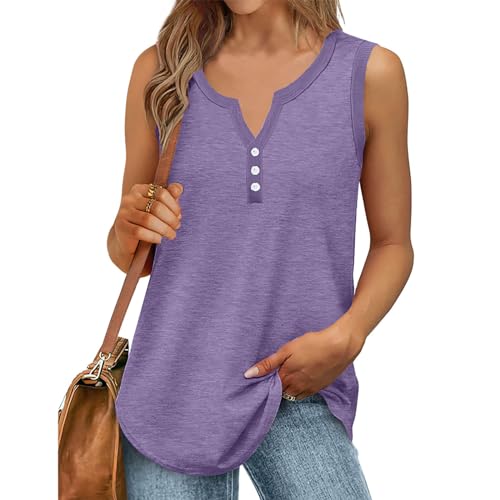 Tank Top Damen, Sexy Ärmellos Oberteile Elegant Einfarbig Tanktop Sommer Top Baumwolle Blusentop Lockere Passform Trägershirt Sport T Shirt Basic Tops Bluse Sommertop Große Größen Tanktops Frauen von TRIGLICOLEUM