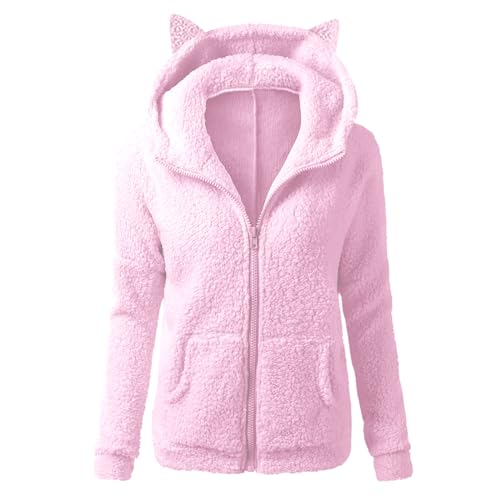 Teddyjacke Damen Fleecejacke Warme Winterjacke Reißverschluss Sweatjacke mit Kapuze Plüschjacke Winter Teddyfleece Jacke Wintermantel Große Größen Mantel Kapuzenjacke black friday angebote 2024 von TRIGLICOLEUM