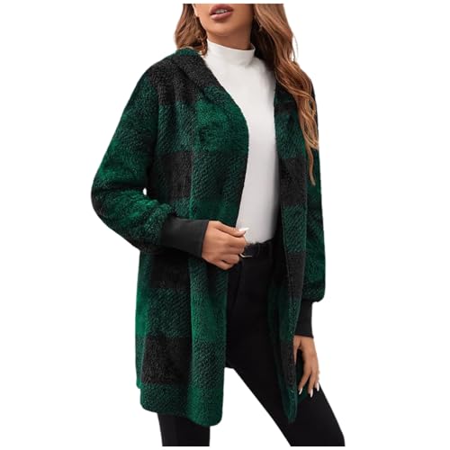 Teddyjacke Damen Karierte Fleecejacke Knöpfen Hemdjacke Winterjacke Große Größen Kuscheljacke Shacket Warm Plüschjacke Teddyfleece Jacke Winter Karohemd Wintermantel Mantel black friday angebote 2024 von TRIGLICOLEUM