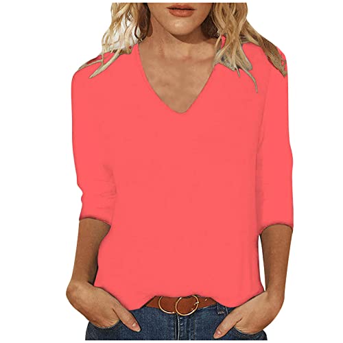 Tshirt Damen Oberteile 3/4 Arm Shirt Slim Fit Einfarbig Bluse V-Ausschnitt Pullover Sommer Tops Tunika T-Shirt Bequeme Casual Longtops Blusen T Shirts Longbluse Damenblusen Blusenshirt Langarmshirt Tshirt Damen Oberteile 3/4 Arm Shirt Slim Fit Einfarbig Bluse V-Ausschnitt Pullover Sommer Tops Tunika T-Shirt Bequeme Casual Longtops Blusen T Shirts Longbluse Damenblusen Blusenshirt Langarmshirt von TRIGLICOLEUM