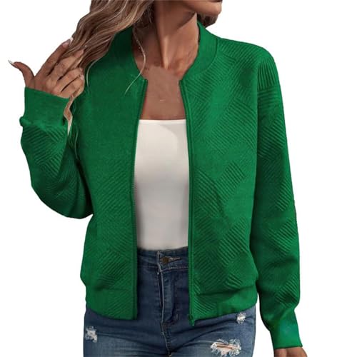 Übergangsjacke Damen Bomberjacke Blouson Sommerjacke Leichte Reißverschluss Sweatjacke Kurz Pilotenjacke Einfarbig Jacke Dünne Langarm College Jacket Mädchen Fliegerjacke Sommer Damenjacke Wanderjacke von TRIGLICOLEUM