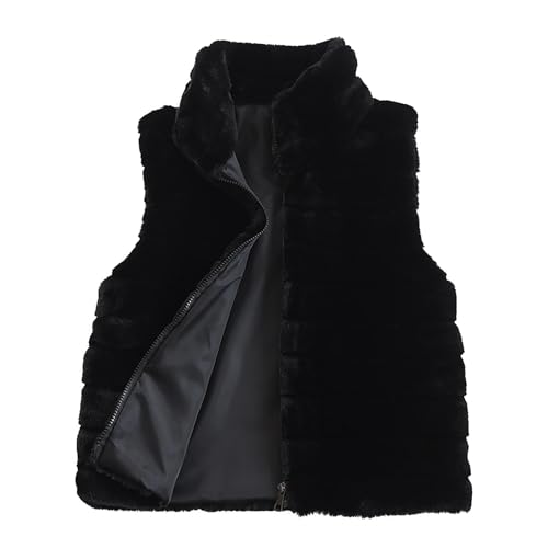 black friday Kurz Fellweste Damen Leichte Kunstpelz Weste Ärmellose Steppweste Warme Pelzmantel Einfarbig Winterweste Reißverschluss Pelzweste Winter Kunstfell Jacke Faux Fur Mantel Große von TRIGLICOLEUM