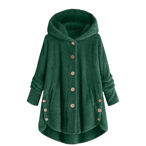 black friday angebote 2024 Fleecejacke Damen Katzenohr Plüschjacke Winter Teddyjacke Teddyfleece Wintermantel Oversize Hoodie Jacke Warm Kapuzenpullover Einfarbige Winterjacke Mantel Große Größen von TRIGLICOLEUM