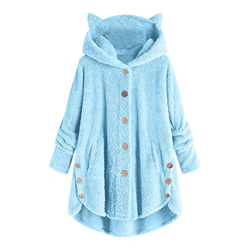 black friday angebote 2024 Fleecejacke Damen Katzenohr Plüschjacke Winter Teddyjacke Teddyfleece Wintermantel Oversize Hoodie Jacke Warm Kapuzenpullover Einfarbige Winterjacke Mantel Große Größen von TRIGLICOLEUM