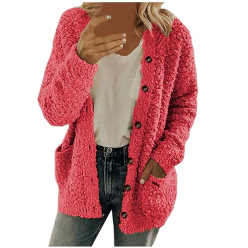 black friday angebote 2024 Mantel Damen Fleecejacke Leichte Teddyjacke Warm Plüschjacke Winterjacke Teddyfleece Jacke Winter Teddy Strickjacke Wintermantel Übergangsjacke Große Größen Kuscheljacke von TRIGLICOLEUM