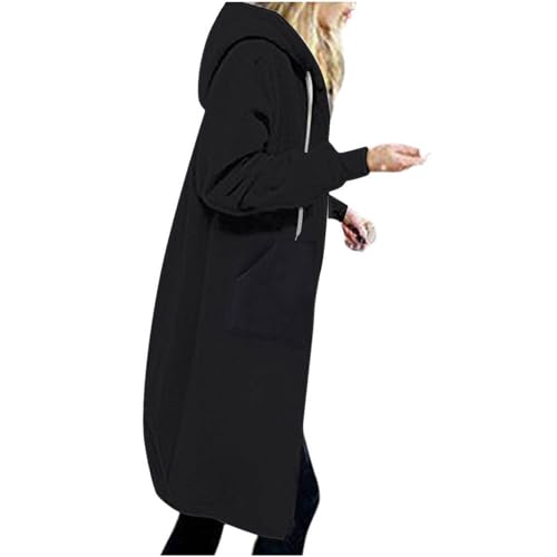 black friday angebote 2024 Sweatjacke Damen Lang Hoodie Jacke Zipper Kapuzenjacke Casual Lose Sweatshirt mit Kapuze Warm Langarm Sportjacke Elegant Fleecejacke Winter Mantel Damenmode Outwear von TRIGLICOLEUM