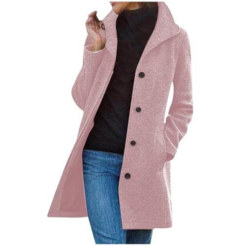 black friday angebote 2024 Wollmantel Damen Wintermantel Elegant Lang Trenchcoat Langarm Revers Winterjacke Windbreaker Strickjacke Jacke Einfarbig Winter Übergangsjacke Warme Wolljacke Mantel von TRIGLICOLEUM
