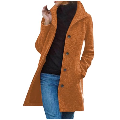 black friday angebote 2024 ab wann Wollmantel Damen Wintermantel Elegant Lang Trenchcoat Langarm Revers Winterjacke Windbreaker Strickjacke Jacke Einfarbig Winter Übergangsjacke Warme Wolljacke Mantel von TRIGLICOLEUM