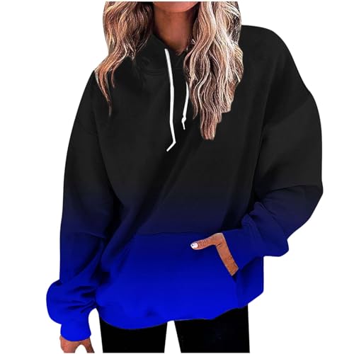 die Discounter Hoodie Damen Oversize Kapuzenpullover Farbverlauf Pullover Sweatshirt mit Kapuze Langarm Winter Mode Oberteile Casual Sportshirt Kordelzug Langarmshirt Streetwear Shirt von TRIGLICOLEUM