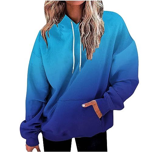 die Discounter Hoodie Damen Oversize Kapuzenpullover Farbverlauf Pullover Sweatshirt mit Kapuze Langarm Winter Mode Oberteile Casual Sportshirt Kordelzug Langarmshirt Streetwear Shirt von TRIGLICOLEUM