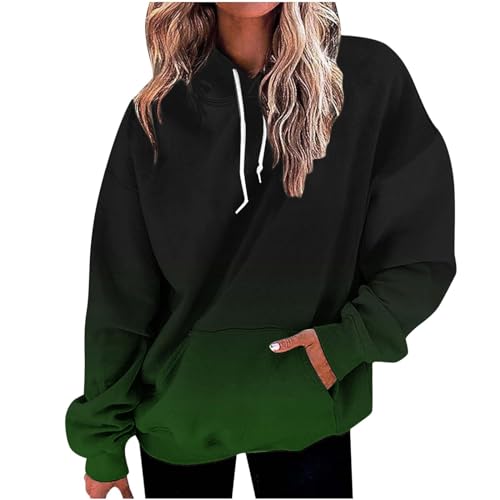 die Discounter Hoodie Damen Oversize Kapuzenpullover Farbverlauf Pullover Sweatshirt mit Kapuze Langarm Winter Mode Oberteile Casual Sportshirt Kordelzug Langarmshirt Streetwear Shirt von TRIGLICOLEUM