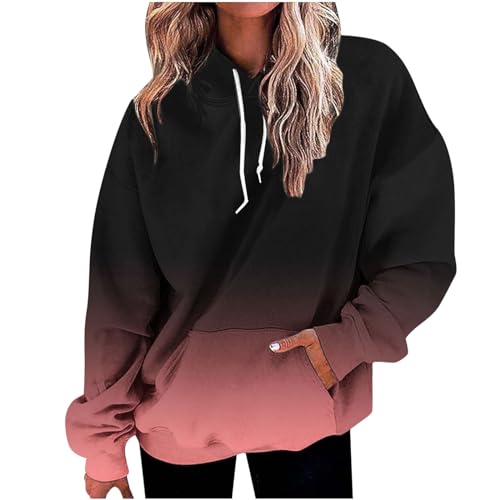 die Discounter Hoodie Damen Oversize Kapuzenpullover Farbverlauf Pullover Sweatshirt mit Kapuze Langarm Winter Mode Oberteile Casual Sportshirt Kordelzug Langarmshirt Streetwear Shirt von TRIGLICOLEUM