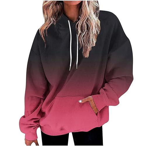 die Discounter Hoodie Damen Oversize Kapuzenpullover Farbverlauf Pullover Sweatshirt mit Kapuze Langarm Winter Mode Oberteile Casual Sportshirt Kordelzug Langarmshirt Streetwear Shirt von TRIGLICOLEUM