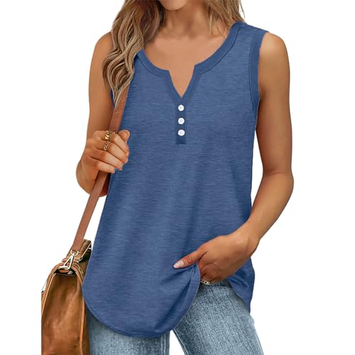 die Discounter Tank Top Damen Sommer Ärmellos Oberteile Sexy Tanktop Baumwolle Blusentop Lockere Passform Trägershirt Sport T Shirt Basic Tops Einfarbig Bluse Sommertop Große Größen Tanktops Frauen von TRIGLICOLEUM