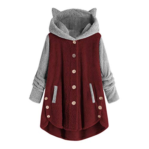 meine bestellungen anzeigen Fleecejacke Damen Katzenohr Plüschjacke Winter Teddyjacke Teddyfleece Wintermantel Oversize Hoodie Jacke Warm Kapuzenpullover Einfarbige Winterjacke Mantel Große Größen von TRIGLICOLEUM